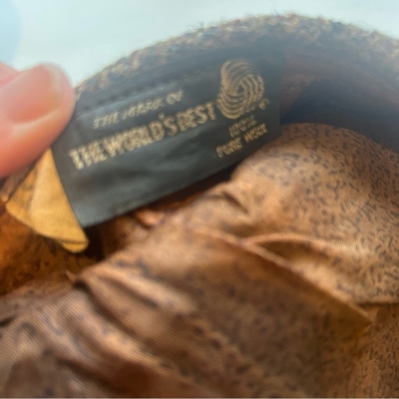 Vintage RARE Pure Wool houndstooth paige boy hat brown USA retro y2k - Picture 8 of 8